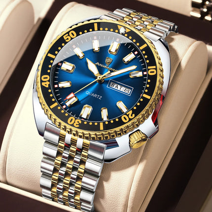 POEDAGAR Top Business Men Watch Date Week Waterproof Luminous Fashion Man Wristwatch Stainless Steel Casual Quartz Men's Watches