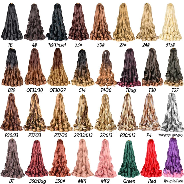 French Curl Braids Hair 22" Loose Wave Bouncy Synthetic Spiral Curls Braiding Hair Extensions Ombre Pre Stretched Hair For Women