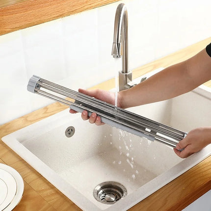 Stainless Sink Drainer Holder Portable Drying Plate Rack Foldable Dish Drainer Shelf Vegetable Food Basket Kitchen Organizer