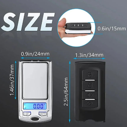1PCS 200g/100g 0.01g Precision Portable Car Key Shape Mini Digital Pocket Electronic Gram Scale with LCD Display