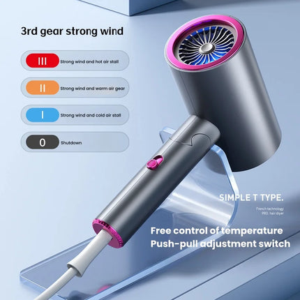 New Fashionable High Power Folding Travel Home Dormitory Silent Fast Dry Hair Styling Hairdryer US/UK/EU