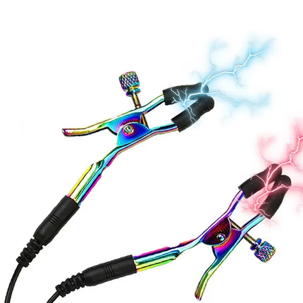 Electric Shock Nipple Clamps Clips Rainbow Rose Metal Electro Shock Breast Bondage Slave Fetish Medical Themed Massager Sex Toy