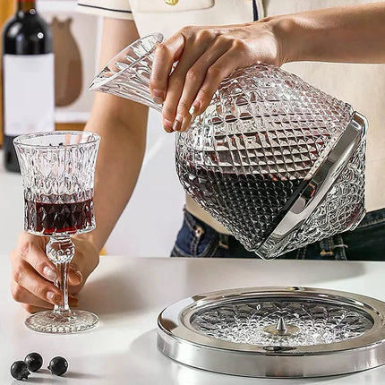 High Grade Crystal Glass 360 Rotating Decanter Tumbler 1500ml Decanter Wine Dispenser Aerator Mirror Jug Gift Bar Decoration