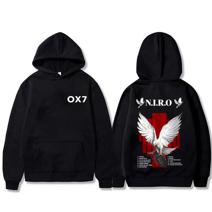 Rapper Niro OX7 Album Graphic hoodie Men Women Hip Hop Fashion Pop Music sweatshirt Male Casual Cotton Vintage pullover hoodies
