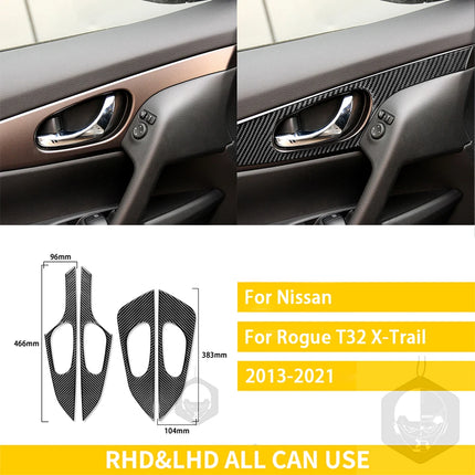 For Nissan X-Trail Rogue T32 2013-2021 Accessories Carbon Fiber Interior Car Door Instrument Cupholder Trim Sticker
