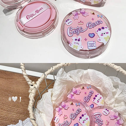 Gege Bear Clear  Air Cushion Cream, Natural, Hydrating, Long-Lasting, Coverage for Dry and Oily Skin Types to Even Skin Tone