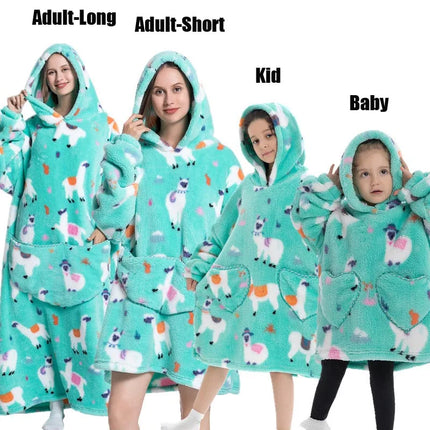 Plush Fleece Family Matching Hoodie Girl Sweatshirt Homewear Men Women Children Thick Pullover Oversize Winter Sherpa Blanket