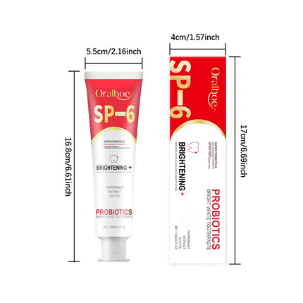 Sp-6 Probiotic Toothpaste Whiten Clean Teeth Remove Stains Oral Care Management Fresh Breath Dental Brightening Toothpaste 120g