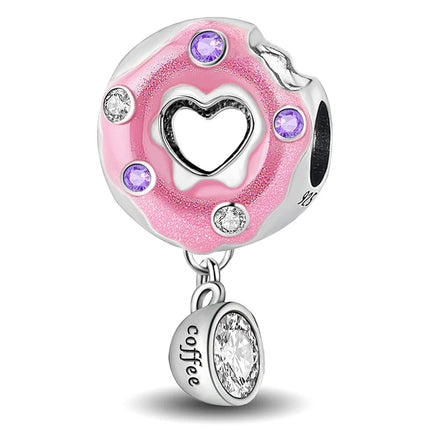 925 Sterling Silver Pink Cake Cherry Pineapple Strawberry Cherry Pendant Charm Ball Suitable for Bracelets DIY Women's Jewelry