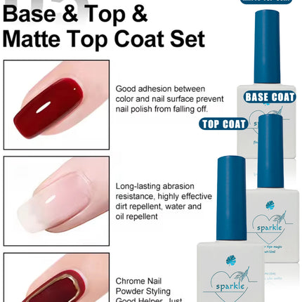 1/2/3PCS 12ML Soak Off Matte Top Base Coat for Nails UV Gel Polish Semi Permanent Functional Manicure Top Base Coat Varnish