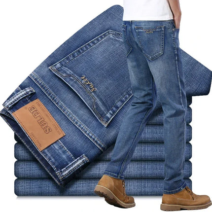 SULEE Brand 2025 New Four Seasons Men's Slim Elastic Pants Fashion Business Denim  for  Stretch Men Jeans Vaqueros Hombre