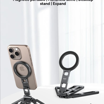 VRIG MG-21 Magnetic Phone Holder Magsafe Tripod with Arca-Swiss Cold Shoe for Phone Vlog Foldable Desktop Phone Mount for Travel
