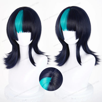 Hoshi Kirara Cosplay Wig 45cm Short Black Blue Women Wigs Anime Cosplay Wig Halloween Heat Resistant Synthetic Hair