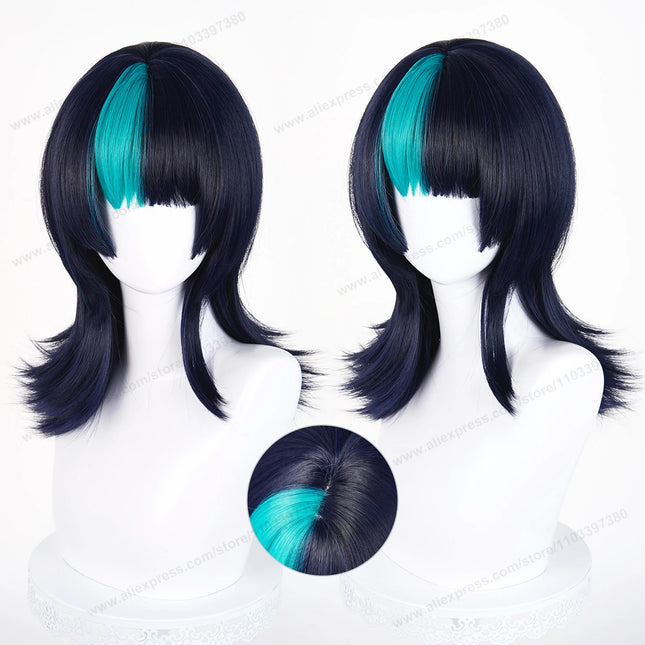Hoshi Kirara Cosplay Wig 45cm Short Black Blue Women Wigs Anime Cosplay Wig Halloween Heat Resistant Synthetic Hair