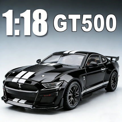 1:18 Mustang GT500 Accord Alloy Cars Diecast Models Toys 4 Doors Opened with Sound Light Pull Back Vehices Kids Birthday Present