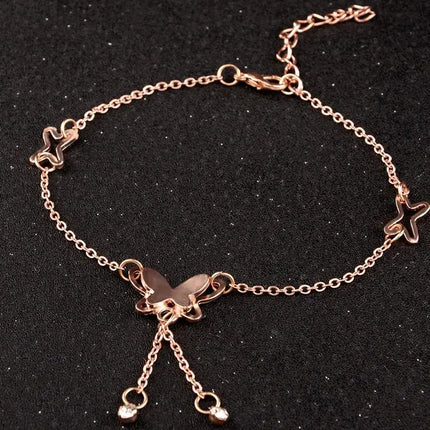 New Personalized Butterfly Pendant Anklet Summer Beach Leg Chain Handcrafted Anklet Gold And Silver Headwear Wholesale And Retai