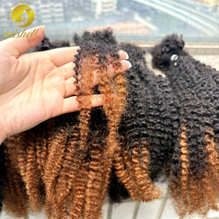 30g/Bundle Afro Kinky Curly Human Hair Bulk Extensions No Weft 16inch for Permanent Micro Locs/Twists/Braids/Repair Locs