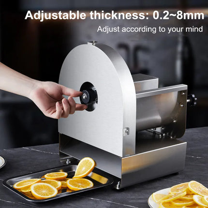 Commercial Electric & Manual Vegetable Slicer – Automatic Potato/Fruit Cutter for Lemon/Carrot/Cabbage, Stainless Steel & Non-
