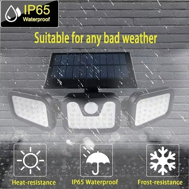 STAARICC Solar Lights Outdoor LED High Brightness Solar Motion Sensor Light 3 Heads 270° Wide Angle Illumination IP65 Waterproof