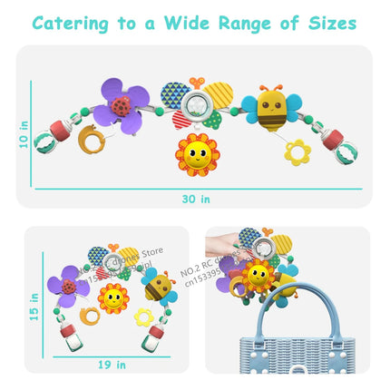 Crib Hanging Bell Stroller Arch Clip Foldable Sunflower Baby Interactive Rainbow Toys Infant Grab Exercise for Son Daughter Gift