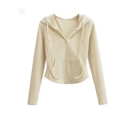 Pure Desire Aesthetic Hooded Sweatshirt Jacket Women's Spring Autumn Slimming Casual Long Sleeve Crop Top Trendy Cardigan