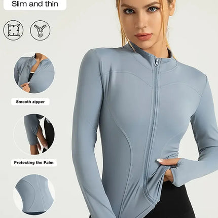 Fitness wear long-sleeved female Internet celebrity slimming stand-up collar sports jacket training clothes slimming running