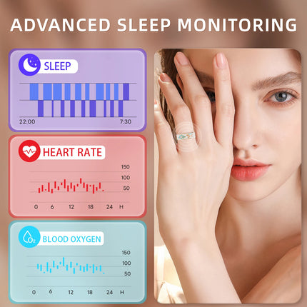 Fashion Healthy Smart Ring IP68 Waterproof Wireless Call Heart Rate/Sleep/Blood Oxygen Monitoring Android/IOS For Men Women