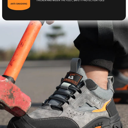 Men Safety Work Shoes Plastic Toe Safety Boots Fashion Lightweight Comfort Working Sneakers Anti-puncture Indestructible Shoes