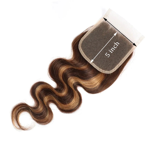 Body Wave Highlight 360 Lace Frontal Only Ombre Brown Honey Blonde 2x6 4x4 5x5 13x4 Lace Closure P4/27# Human Hair Extensions