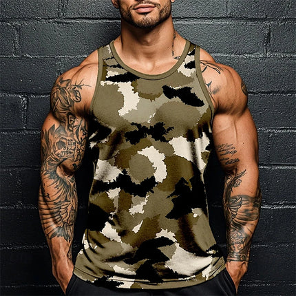 Summer Daily Exercise Men's Tank Top Camouflage Outdoor Sports Running Fitness Men's Sleeveless Tshirt Street Men's Tank Top 6xl