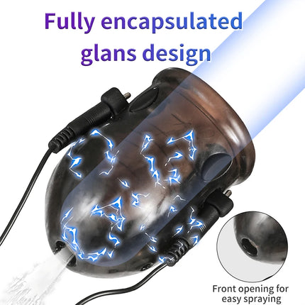 Male Electro Shock Penis Glans Trainer Cock Ring E-stim Orgasm Medical Sleeve Time Delayed Ejaculation Masturbator Sex Toys BDSM