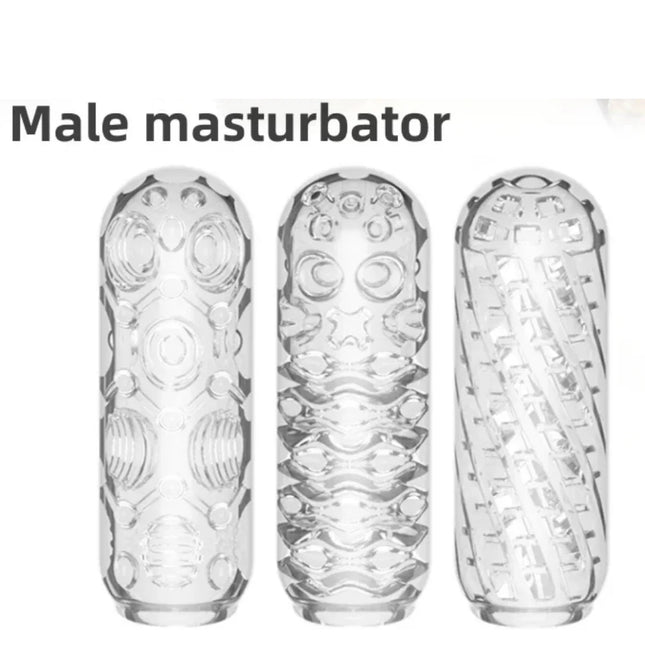 Transparent Male Masturbator Cup Penis Sex Toys for Men Endurance Exercise Soft Pussy Aircraft Cup Artificial Vagina Cock Sleeve
