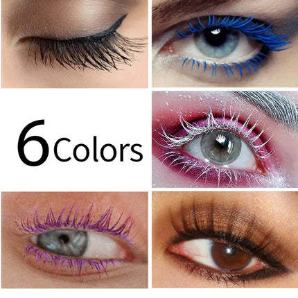 6 Colors Mascara Waterproof Extra Volume Free Shipping Korean Cosmetics Makeup Products Blue White Brown Waterproof Mascara