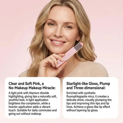 Plumping Lip Gloss Strawberry Pink Long Lasting Lip Tint Hydrating Lip Treatment Hyaluronic Acid Moisturizing Lip Balm
