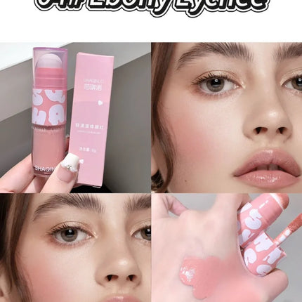 SHAQINUO Double-ended Liquid Blush with Dizzy Dye Brush, Natural, Complexion-enhancing, Low-saturation, Matte Blush Liquid