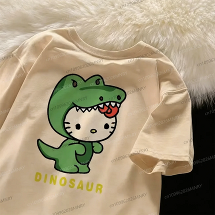 Hello Kitty Tshirt prints New Anime Kid Tshirt Cute Fashion Pure Men Cotton T-shirt Women's High Quality Casual Wear Kid T-shirt