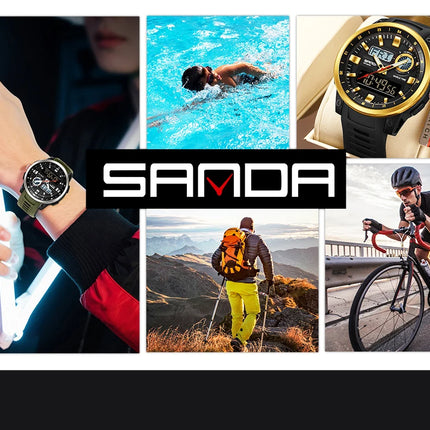 SANDA Fashion Brand Sport Electronics Watches for Men Outdoors Analog Digital Man Watch Luminous Waterproof Backlight Wristwatch