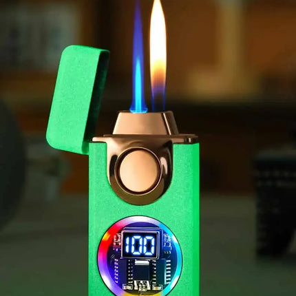 2025 Voice Controlled Ignition Gas Lighter 4 Ignition Methods Battery Display Open Fire Switching Jet Fire USB Electric Lighters
