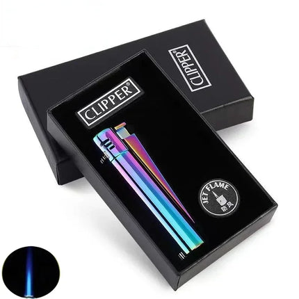 New Clipper Spades A Metal Fireless Butane Gas Jet Torch Lighter Portable Grinding Wheel Flint Inflatable Lighter Men's Gift