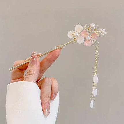 New Chinese Style Hair Stick for Women Flower Tassel Hairpin Women Ancient Style Hair Stick Ornament Hair Insert Accessories