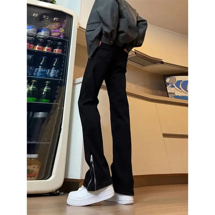 Autumn and winter men's jeans high street tide side zipper niche trousers