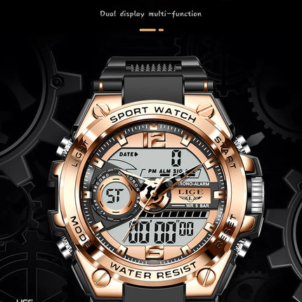 LIGE Men Military Watch Digital 50m Waterproof Wristwatch LED Quartz Clock Sport Watch Male Big Watches Men Relogios Masculino