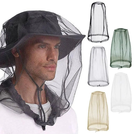 Lightweight Breathable Mesh Mosquito Head Net Anti-Mosquito Insect-Proof Hat Cover for Outdoor Camping Fishing