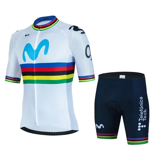 Movistar Pro Team Summer Cycling Jersey Suit Men's Breathable Mountain Bicycle Clothing Set Bike Mountain Maillot Ropa Ciclismo