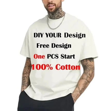 Customized Printed Leisure T-Shirt Tee DIY Your Own Design Like Photo Or Logo White T-shirt Fashion Custom Men's Tops T-shirt