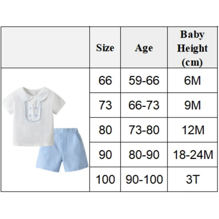 Toddler Boys' Spanish Style 2 PCS Sets 9 12 18 24 36 Months Baby Solid Cotton Top with Elastic Waist Shorts Infant Daily Suit