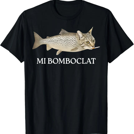 Sad Cat Emoji T-Shirt Humorous Letter Print Women's Black Short-Sleeved Casual Loose-Fit Basic Crew Neck Top for Daily Wear