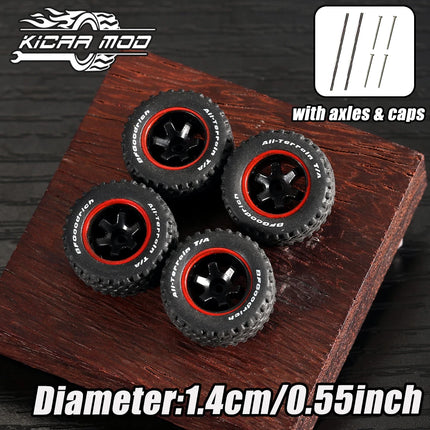 1/64 Off-Road Model Car Wheels with Rivets - 14mm Tyres for Diecast Model Cars, Pickup Trucks, 1:64 Scale - 1 Set (4pcs)