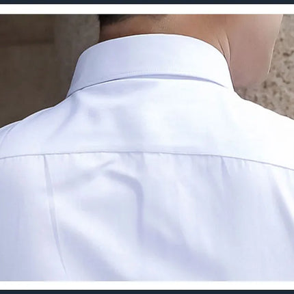 Slim Fit Long Sleeve Silk Men's Shirt Hong Kong Style Workwear Iron-Free Professional Shirt Youth Fashion Spring