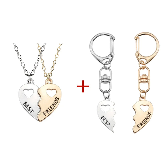 2pcs Romantic Best Friend Pendant Necklace Women Hollow Heart Best Friends Forever BFF Friendship Jewelry Accessories 2025